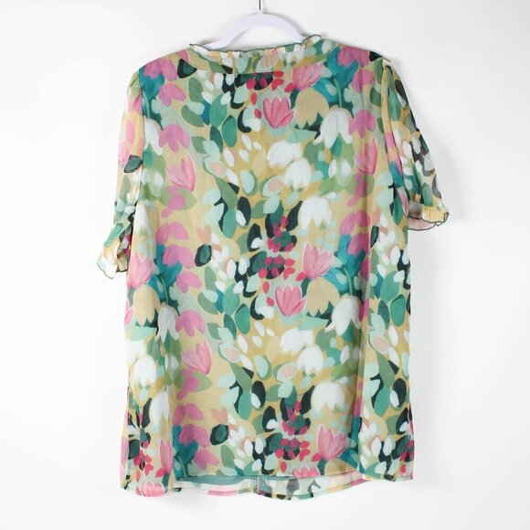 Bloomchic Floral Print Frill Trim Button Detail Blouse - NWT - 2X - Picture 4 of 12